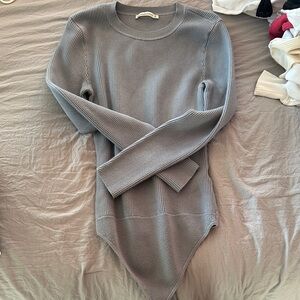 Abercrombie & Fitch Gray Ribbed Crew Neck